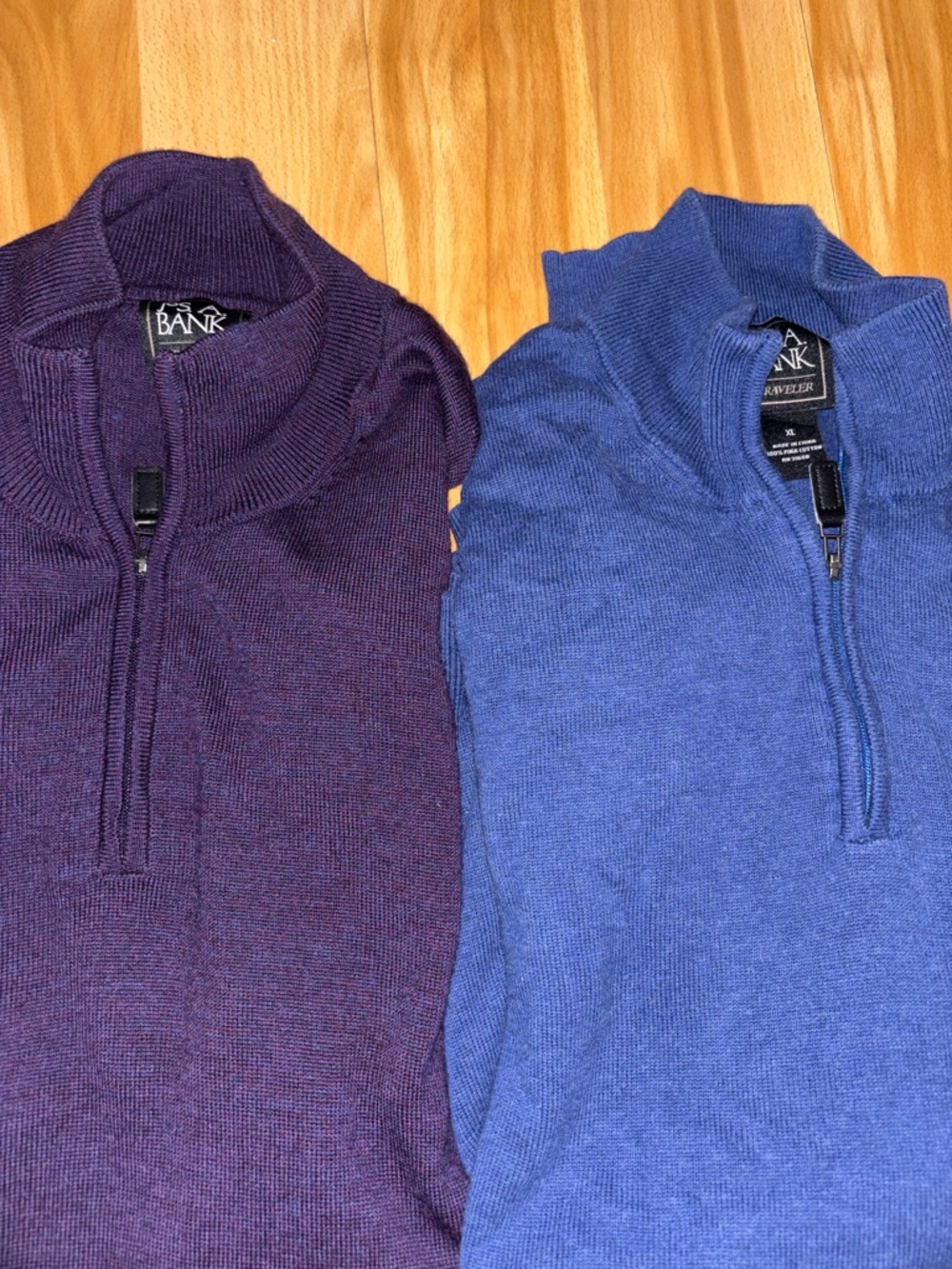 Jos. A. Bank Traveler Men's XL 1/4 Zip Mock Neck Knit Cotton Sweater 2 for $40
